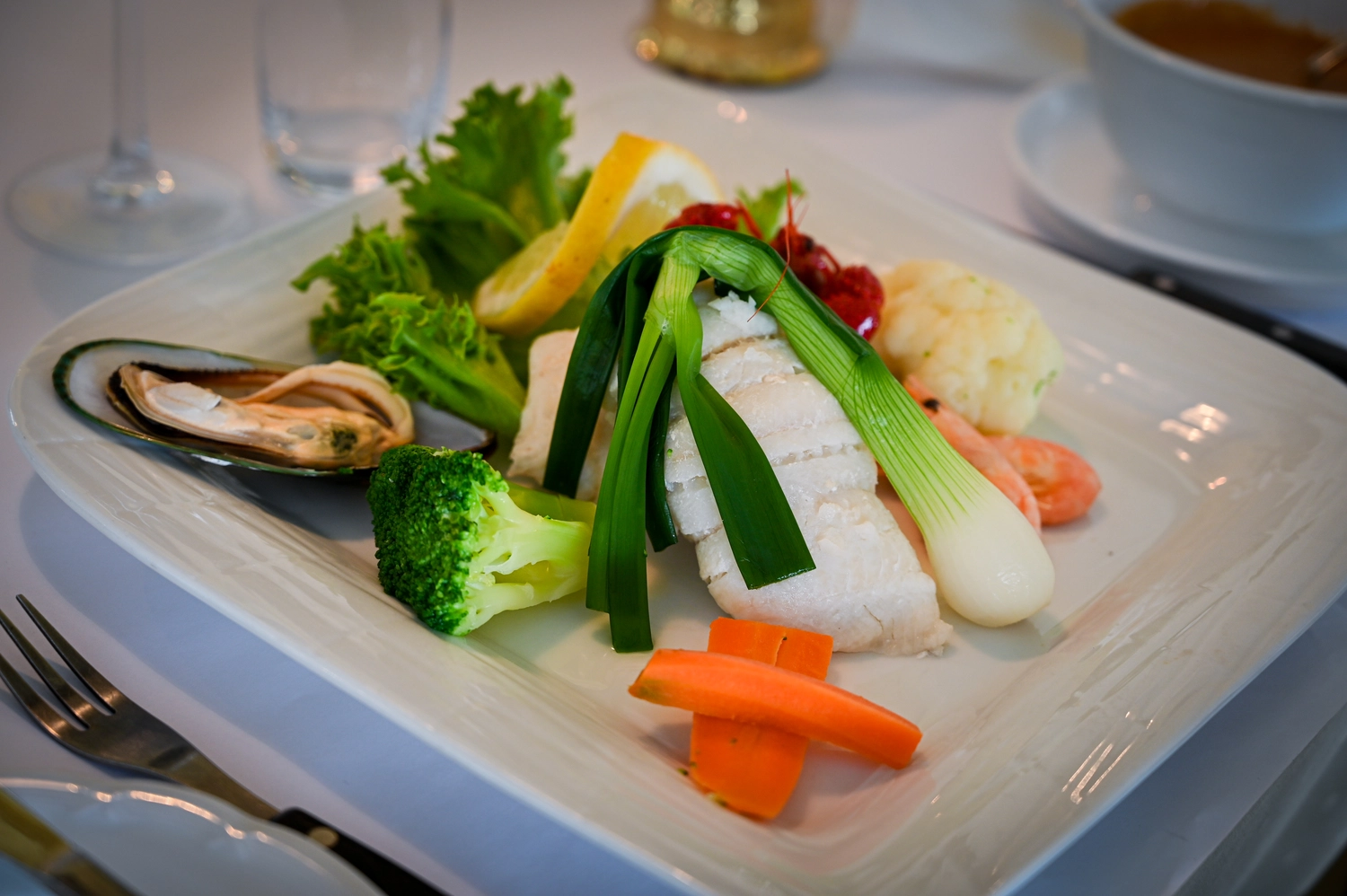 Salmon stuffed red sole fillet